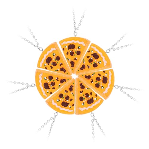 ORFOFE 7 pièces Colliers Pizza Mode Pendentifs Forme de Pizza pour Femme Cadeau Amitié et Fête Ensemble et Partageable