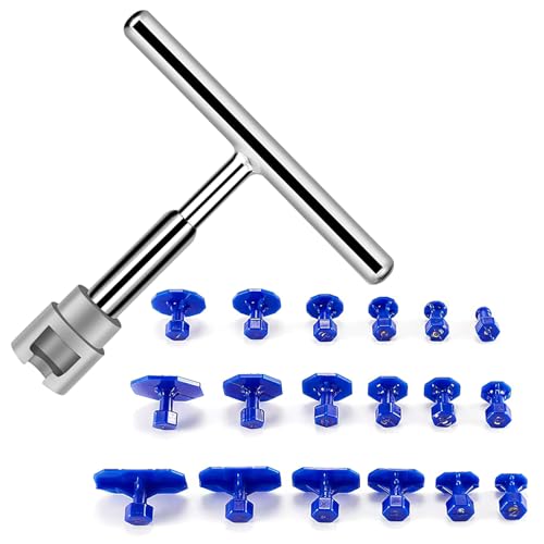 Dellen Reparaturset Auto, Beulenzieher Auto, Ausbeulwerkzeug Karosserie Beulenzieher, Auto Dellen Rausziehen T Bar Puller, 18 Stück Saugnapf Dellenzieher, Lackfreies Beulen Reparatur Autowerkzeug Set