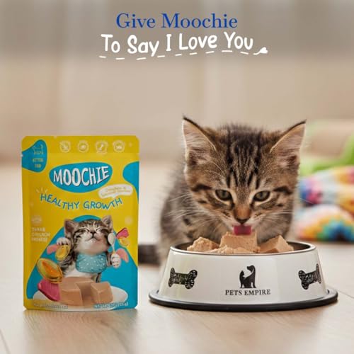 Image of Moochie Healthy Growth cat Food Treat Chicken and Tuna Mousse Gravy 85g