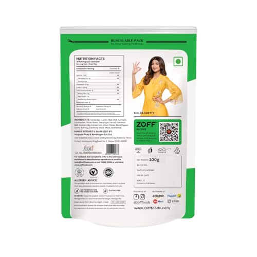 Image of Smart & Hygienic Packaging: Each 100g pouch is sealed in a premium zip lock pack that preserves freshness and ensures convenient storage. A must-have combo for every Indian kitchen. ZOFF Sabji Masala - Aromatic Spice Blend for Everyday Cooking - Premium Zip Lock Pouch - Net Weight - 100g