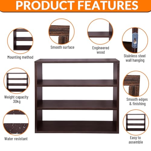 Image of Wall-Mounted Wooden Kitchen Storage Cabinet | Kitchen Wall Shelf Rack for Spice & Utensil Organizer