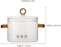 Vista 6 de Olla doble asas borosilicato olla de cocción a fuego lento estufa de fideos instantáneos sopa pasta leche comida para bebés