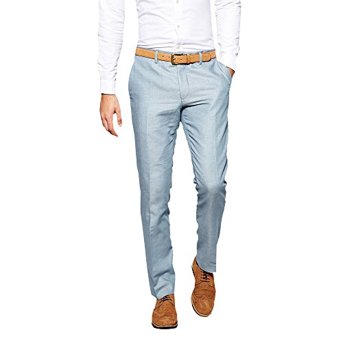HBDesign Mens Straight No Iron Dress Casual Baby Blue Pants
