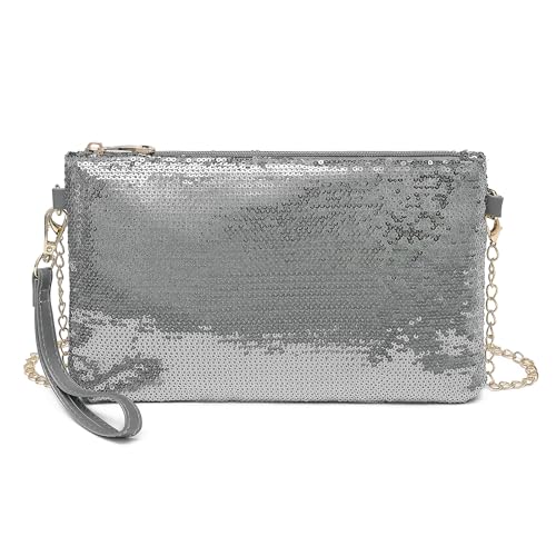 Miss Lulu Damen Fashion Pailletten Tasche Mini Clutch kleine Damen...