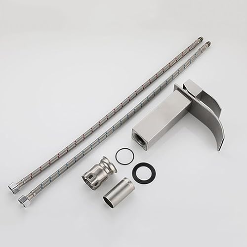 Grifo de cascada monomando de acero inoxidable para solucionar salpicaduras en lavabo 6