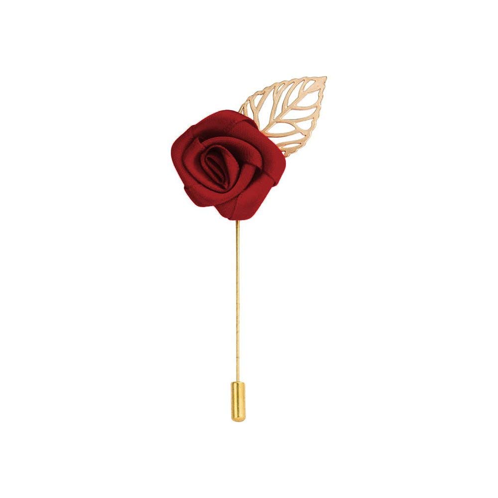 style along Unisex Fabric Maroon Rose Lapel Pin Brooch (Red)-picture-32