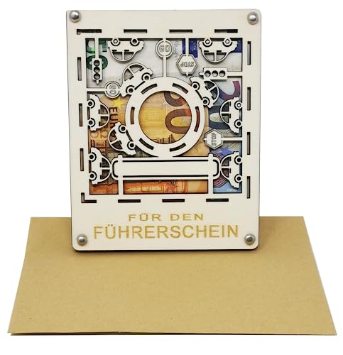 Woodland Mail Geschenk zum Führerschein - Geldgeschenke Geschenke zum neuen Auto oder Tankgutschein (aus Holz)