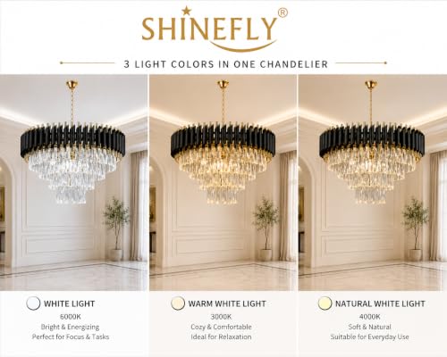 Image of Modern Crystal Chandelier Ceiling Light for Living Room, Dining Hall & Hotel | Luxury Pendant Jhoomar with K9 Crystals | 500MM Black Gold
