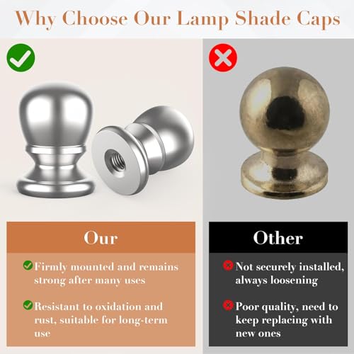 Image of 2 Pcs Ball Lamp Finial Caps, 1 /4-27 Inch Threaded Solid Lamp Shade Head Top Screw Knobs Decorative Replacement Nuts for Lamp Shade, Lighting Fixtures, Table or Floor Lamps (Polished Silver)