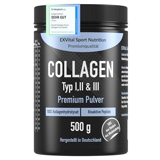 Collagen Powder, 500 g, Bioactive Collagen Hydrolysate Peptides, Protein Powder, Tasteless, Collagen Type 1, 2 & 3 Lift Drink, High Dose
