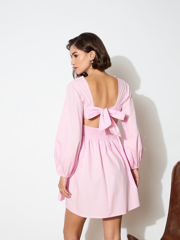 Image of barcino Black Poplin Back Tie Knot Dress