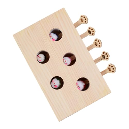Juguetes interactivos para gatos interactivos, juguetes interactivos para gatos para gatos de interior - Juguete interactivo de madera para gatos Whack Mole | Juego interactivo Cat Scratcher, para