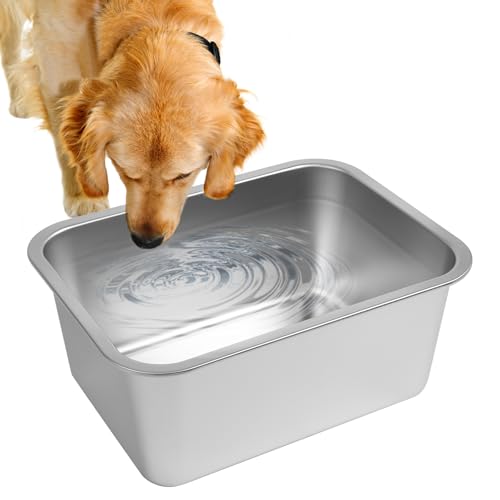 SBAYOOL Ciotola per cani in acciaio inox, 7,5 l, 32 x 22 x 15 cm, grande ciotola per cani di taglia media e grande, resistente per cani, anti-caduta e facile da pulire, isolante