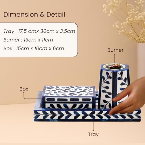 RITUALISTIC Bakhoor Set Perfect for Home fragrances | Stylish Home décor | Traditional dhoop Dhani | Puja Essentials | Arabic Incense Holder with Storage and Multipurpose Tray | Blue