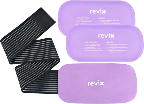 REVIX Paquete de 2 paquetes de hielo de gel reutilizables con cubierta suave, paquetes fríos multiusos de 25,4 x 12,7 cm para lesiones, paquetes de gel frío y caliente para codo, cuello, espalda