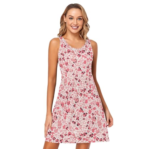 FRODOTGV Pink Glitter Leopard Print Women's Tank Dress Loose A-Line Party Tshirt Sundresses Summer, Pink Glitter Leopard Print, S FRODOTGV Pink Glitter Leopard Print Women's Tank Dress Loose A-Line Party Tshirt Sundresses Summer, Pink Glitter Leopard Print, S