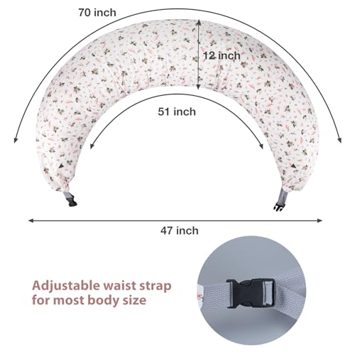Image of Chilling Home C Shaped Pregnancy Pillow, Full Body Pillows for Adults Pregnancy Pillows for Sleeping, Maternity Pillow for Pregnant Women 47 inch, Pregnant Women Must Have with Removable Cover, Floral