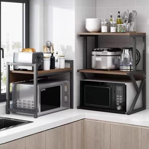 Étagère à micro-ondes multicouche sur pied pour optimiser une petite cuisine