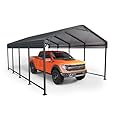 12x20 FT Metal Carport, Enhanced Base and Steel Roof for All-Weather Use, Outdoor Heavy Duty Garage Galvanized Car Shelter for Bass Boats, Full-Sized Pickup Trucks, and Tractors