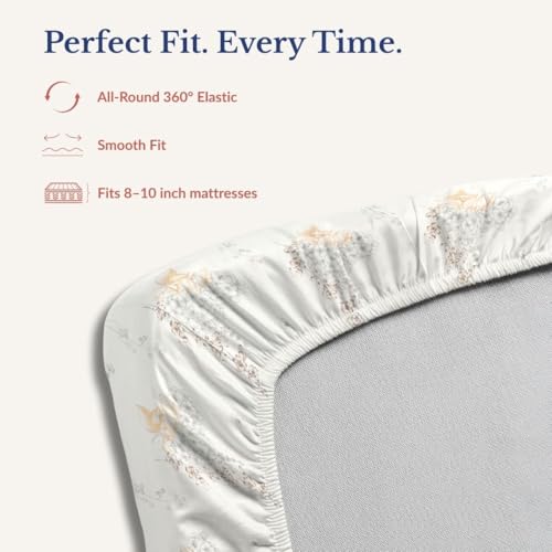 Image of Jaipur Weaves King Size Elastic Fitted Bedsheet, 100% Pure Cotton King Size Fitted Bedsheet for Double Bed with 2 Pillow Covers, 240 TC, 72x78 Inches up to 8-inch Mattress, Floral (Garden Brown)