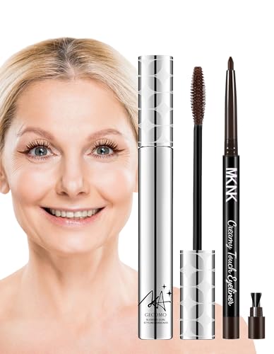 Jutqut 2PCS Mascara for Older Women 60 Plus and Eye Liner Pencils Makeup Set, Mascara Volume and