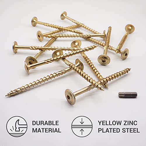 (Pack of 20 pcs) Galvanized Steel 8.0 x 120 mm Yellow Wood Screws, Torx Head, Wafer Head, Timber Screws - Image 2