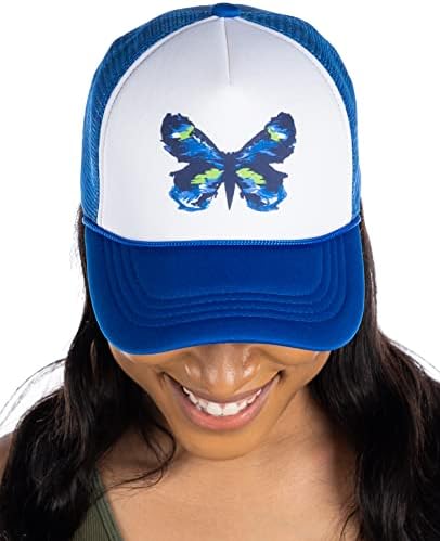Funky Junque Foam Trucker Hat - Butterfly - Royal Blue/White