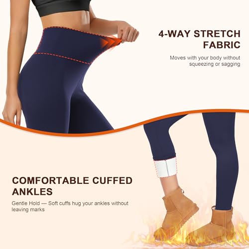 Image of DHSO Thick Winter Fleece Lined Leggings Women - Thermal Warm High Waisted Tummy Control Soft Pants for Snow Cold