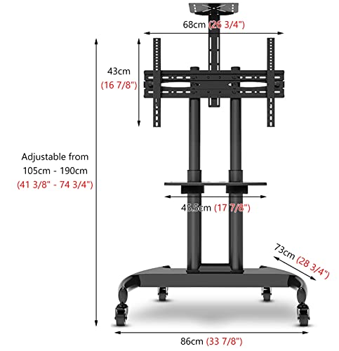 Soporte móvil para TV extra grande con base resistente y ruedas miniatura 7