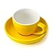 Espresso Cups and Saucers by Easy Living Goods - 3-Ounce Demitasse for Coffee, Set of 4, Assorted Colors (Vibrant)