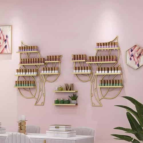 Leaf-Shaped Nail Polish Organizer Rack - Stylish Wall-Mount Display Shelf