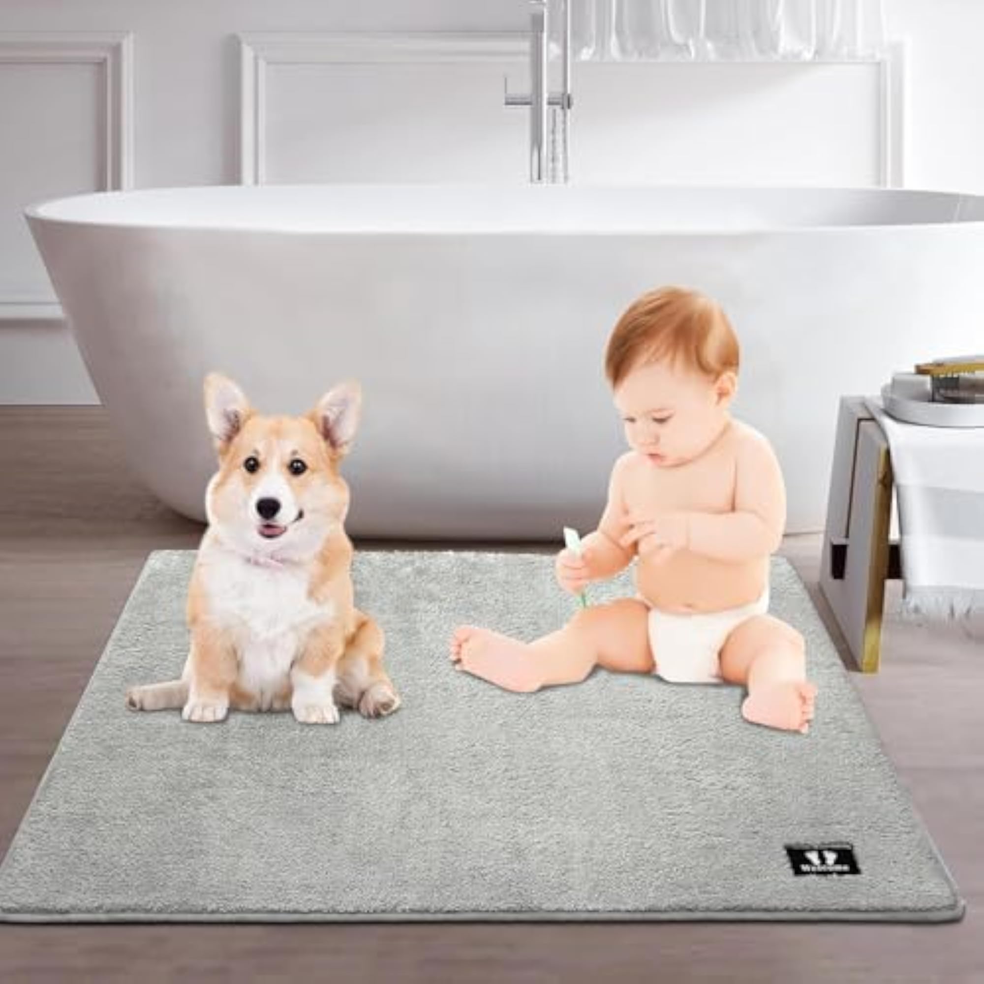 Microfiber Solid Bath Mat, Water Absorbent & Anti-Skid