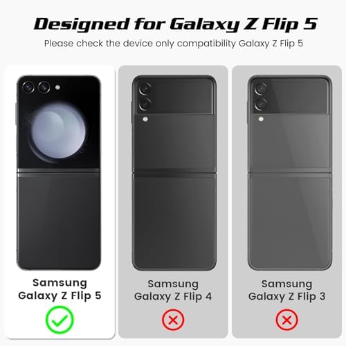 Doeshine for Samsung Galaxy Z Flip 5 Case with Back Screen Protector & Hinge Protection, Slim Fit Stylish Texture Non-Slip Hard Shockproof Protective Cover for Samsung Galaxy Z Flip 5 (Black)