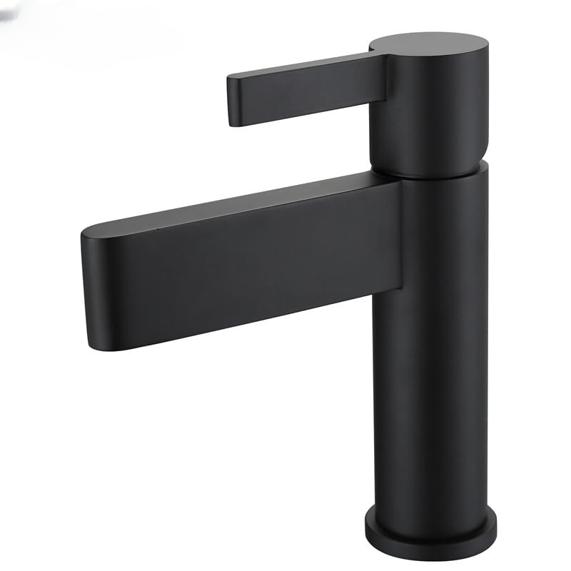 Mitigeur de lavabo de salle de bain noir mat JCAKES robinet de bec à levier unique