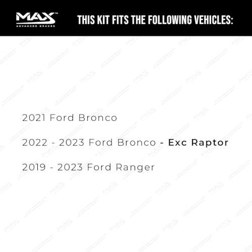 Image of MAX Advanced Brakes - Front Brake Kit For 2019-2023 Ford Ranger, 2021-2023 Ford Bronco| Carbon Ceramic Brake and Rotor Kit| Daily Performance Geomet Coated Cross-Drilled Brake Rotors