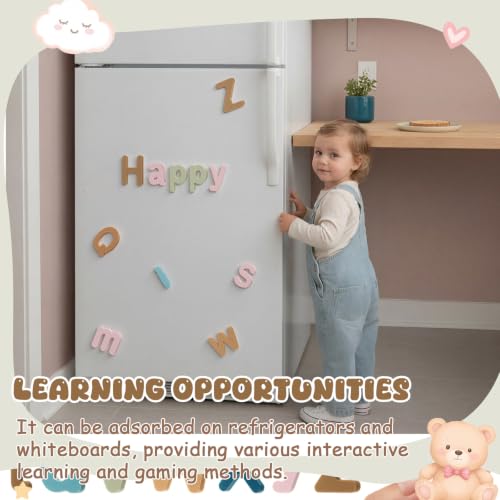 VioraWhite 52 Pcs Food Grade Silicone Magnetic Letters (Sealed Magnet, Cpc Certified) Toddler Fridge Bulk ABC Educational Learning Toy for Kid Baby Girl Boy Gift(Mocha Mousse Color) - Image 6