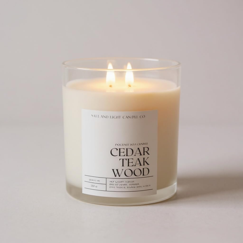 Cedarwood Scented Candle – Hand Poured | Coconut Soy Wax | Cedarwood, Mimosa, Warm Musk & Teakwood – Long Lasting Scent for Men and Women – Home & Gift – Salt and Light Candle Co.