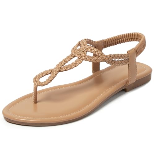 Image of zeetoo Women's Flat Sandals Summer T-StrapThong Bohemian Casual Comfortable Dressy Sandals for Women