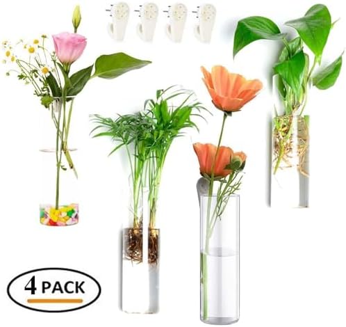 DZHJKIO Set of 4 Hanging Glass Planters for Indoor Outdoor Plants