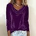 Fall Winter Velvet Tops for Women 2026 Fashion Cowl Neck Shirts Casual Long Sleeve Solid Color Blouses Loose T-Shirts