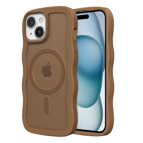 Coque antichoc marron MagSafe iPhone 13 en silicone mat