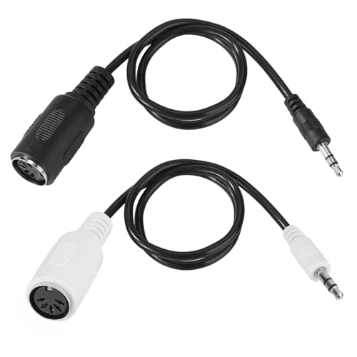 BTFO 2pcs Adaptateur MIDI Type-A vers 3,5mm, 35,5cm Câble Breakout MIDI Femelle vers TRS 3,5mm Mâle Convertisseur Audio pour Claviers Synthés & DAWs (Noir, Blanc)