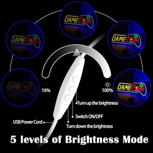 Game Zone Neon Sign Dimmable Gaming Room Decor for Bedroom Wall Light up Signs Teen Boy Home Gamer Party Friends Gifts