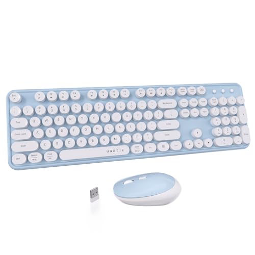 Image of UBOTIE Colorful Wireless Keyboard and Mouse Combo (Blue-White)
