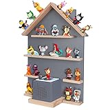 Dreamhigh® Regal kompatibel mit Toniebox und Tonies, Wandregal im Hausdesign für über 35 Figuren, An der Wand aufhängen/auf dem Tisch Stehen, 60x40x15 cm, Grau