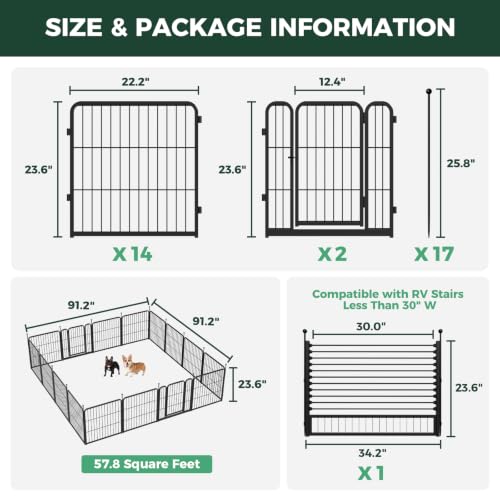 Image of FXW Rollick Dog Playpen with RV Step Grid for RV Camping, 24 inch H, 16 Panels