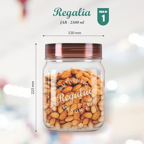 Image of Java Regalia Plastic Storage Jar and Container Set, Airtight & BPA Free Containers for Kitchen Storage, Grocery Kitchen Container Stoarge, Multipurpose Transparent Jar, 2500 ML Each, Set of 1
