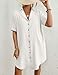 Bsubseach Womens Bathing Suit Coverups Short Sleeve Swim Cover Up Shirt Dress Casual Beach Tunic Top White M