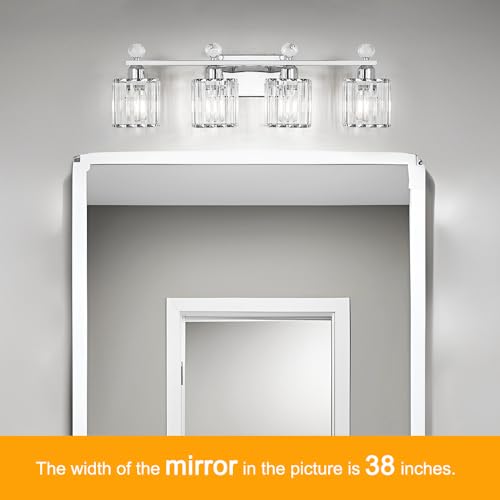 Image of Lxybcce Bathroom Vanity Lights Over Mirror - Easy Installation with Clear Guide, 4-Light Shadow-Free Design, Chrome Crystal Finish - for Modern Home Bathroom Lighting Fixtures in DIY Projects