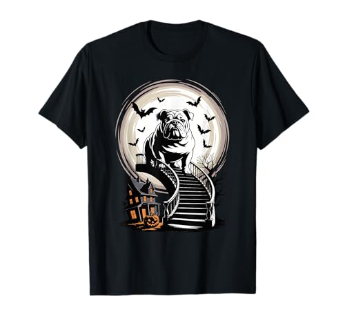 Effrayant Halloween Lune English Bulldog Bouledogue Anglais T-Shirt
